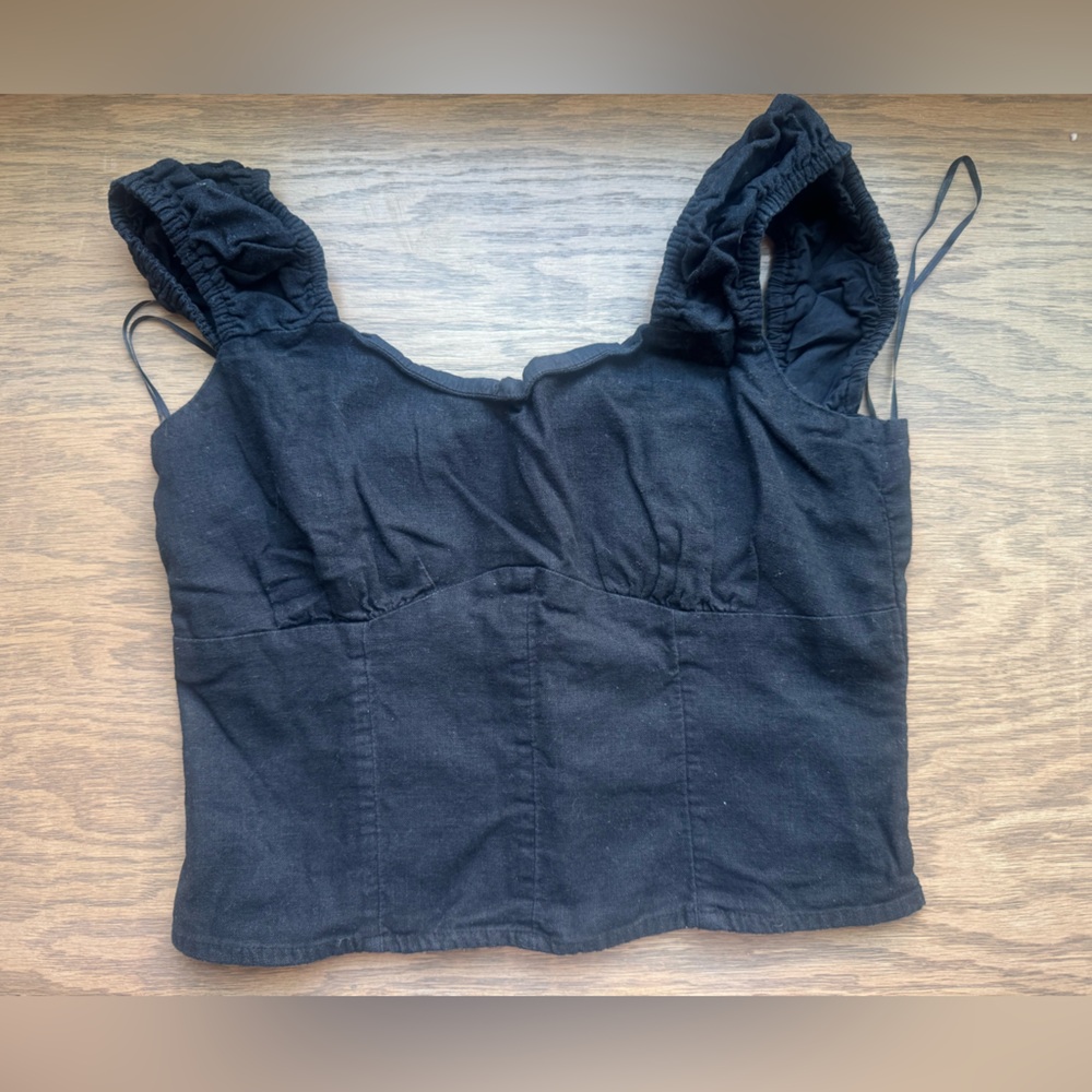 Abercrombie & Fitch Black Linen Blend Top